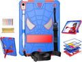 Dteck for iPad Air (3rd Generation) 2019 and iPad Pro (2017 Release) Hard Case 10.5" with Kickstand, Shoulder Strap/Screen Protector Film/Stylus Included, Shockproof Cute Spider Kid's Cover, Blue/Red