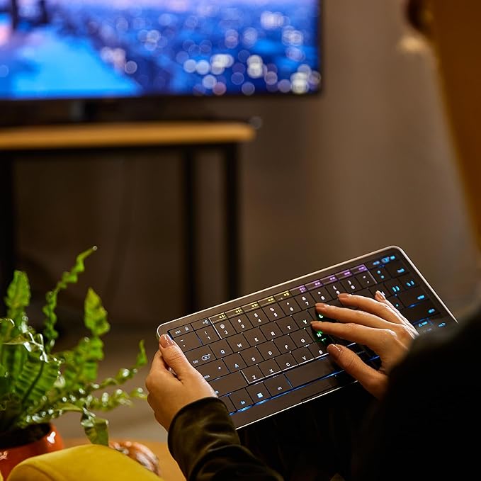 CLVX S Windows | Compact Touch On Keys & Gestures AI Keyboard | Bluetooth & USB-C | Low-Profile Silent Scissor Keys | Interactive RGB | Aluminum Chassis | Compatible with Windows/Linux/Android