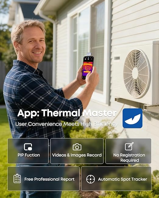 Thermal Master P2 - Thermal Camera for Android, 512×384 Super Resolution Infrared Imager with 1.5℃ PCB Accuracy, Hotspot Tracking, -4℉ to 1112℉ High Temp, Plug & Play, Grey