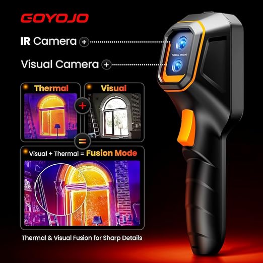 GH340 Thermal Imaging Camera 640x480 Super Resolution, Dual-Camera with 2MP Visual Camera, 256x192 IR Resolution Handheld Thermal Camera for Home Inspection, HVAC Electrical Water Leak Break Detection