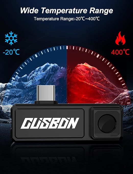 TI1 Thermal Imaging Camera Android, 120 x 90 IR Resolution Thermal Imager with 0.1°C Temp Resolution, -20°C~400°C Temp Range< 60mk Heat Sensitivity, Video Recording (Android USB-C)