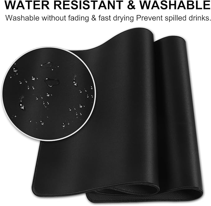 HGWALP Large Gaming Mouse Pad Extended XXL Mouse Mat Long Desk Pad with Stitched Edges for Keyboard Home Office Gaming Work Big Desk Pad (35.4x15.7IN,90x40) (Black)