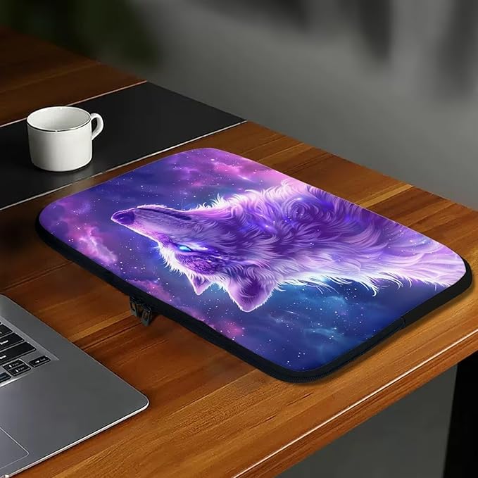 Galaxy Wolf Laptop Protective Sleeve for Women Men Computer Sleeve 13 inch Laptop Case Bag Portable Computer Carrying Case Suitable GITS for Teens Boys Tablet Bags Purple