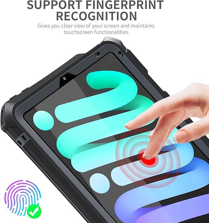 AICase iPad mini 7 A17 Pro Case Water Proof 2024 iPad mini 6 2021 (6th Generation) 8.3 Inch Waterproof, Dustproof, Shockproof Case Cover with 360 Full-Body Protection, with Lanyard and Kickstand