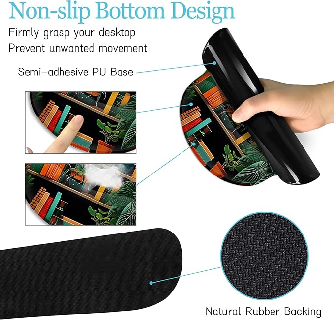 LIMKRIAN Book Mouse Pad Set Large Desk Matt for Desktop, Ergonomic Mouse Pad with Wrist Rest, Gaming Mouse Pad Wrist Support Keyboard Mat Cup Coaster Set Cute Office Desk Decor Accessories