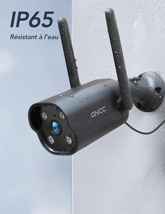GNCC Outdoor Security Camera Wireless, 2K Cameras for Home Security, Color Night Vision, Motion Detection, 2-Way Audio, Cloud Storage Subscription Required, IP65 Waterproof, Only 2.4GHz (Black-1P)