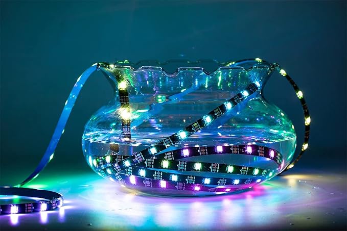 WS2812B LED Strip Individual Addressable Light Full Color SMD 5050 RGB Pixel Strip DC5V (30Pixels/m 150Pixels 16.4FT 150LEDS Waterproof IP65, Black PCB)