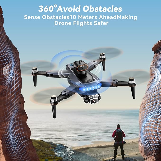 Drones with Camera for Adults 4K, GPS Drone with Obstacle Alert & Auto Return, 54 Mins Flight 3 Batteries, Brushless Motor, Foldable Mini Drone Under 249g, 5G WiFi - HYTOBP P17 (Age 14+, Black)