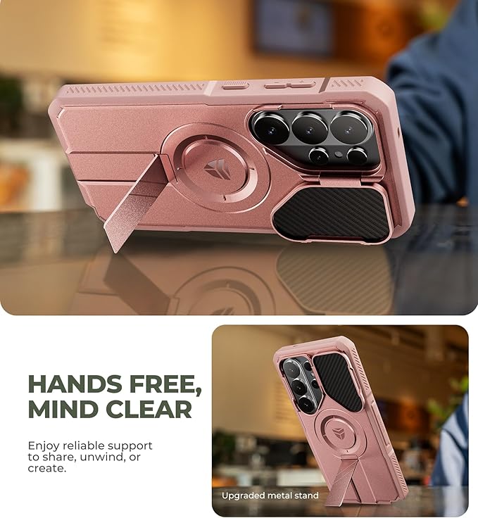Dexnor for Samsung Galaxy S26 Ultra Case with Camera Cover & Adjustable Kickstand & Screen Protector, Compatible with MagSafe, Rugged Shockproof Bumper Cases Magnetic Protective Cover(2026),Peony Pink