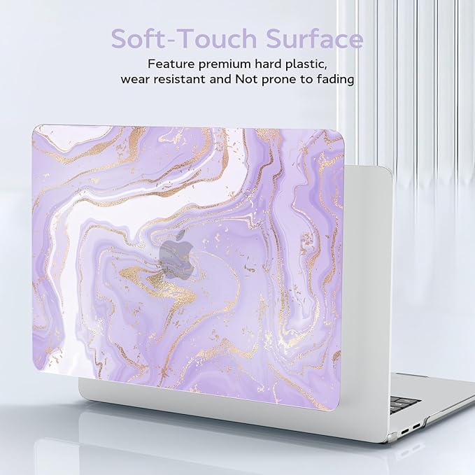 BELKA Compatible with MacBook Pro 13 inch Case M2 2025 2024 2023 2022-2016 A2338 M1 A2251 A2289 A2159 A1989 A1708 A1706, Plastic Hard Shell Case + Keyboard Cover +Screen Protector, Purple Marble