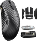 ATTACK SHARK R11Ultra 8K Carbon Fiber Wireless Gaming Mouse with 42000DPI-PAW3950 MAX Sensor-49g Lightweight,Nordic 52840 MCU Chip,Wired/BT/2.4Ghz Programmable,RGB Coiled Cable for PC(Black Wave+Tape)