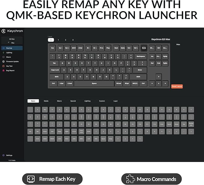 Keychron Q3 Max Wireless Custom Mechanical Keyboard, Full Aluminum 2.4 GHz Bluetooth QMK TKL Layout RGB with Hot-swappable Gateron Banana Switch Compatible with Mac Windows Linux