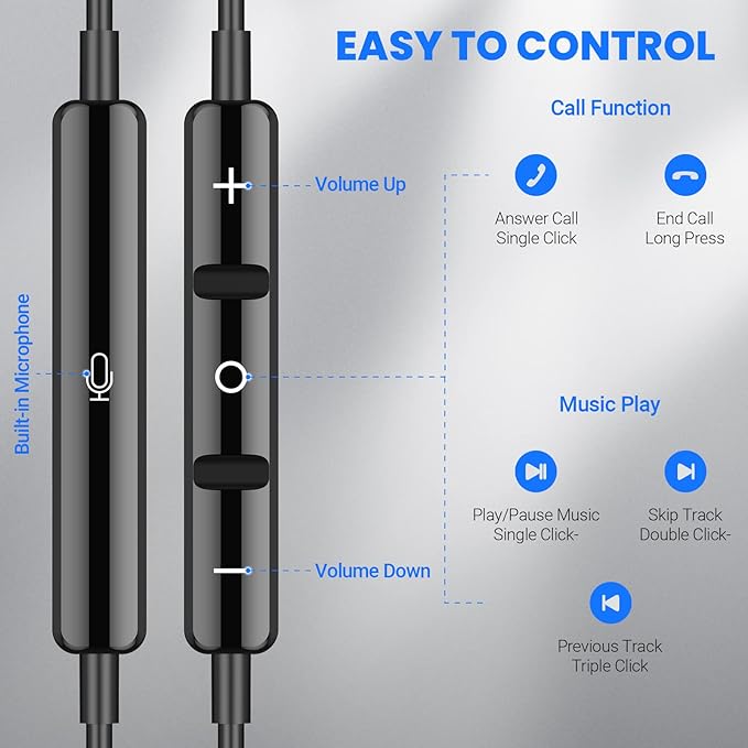 USB C Headphones for Samsung S26 S25 Ultra S24 S23 Fe, Type C Earphones with Microphone HiFi Stereo Volume Control Magnetic USBC Wired Earbuds for iPhone 17 Air 16 15 Pro Max Plus/Galaxy S22+ Flip 7