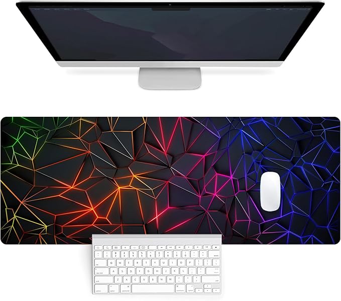 Mouse Pad - Desk Pad Extended 31.5x11.8inch Large Mousepad 3D Computer Gaming Mouse Pad Desk Mat with Stitched Edges Non-Slip Rubber Base for Office/Home