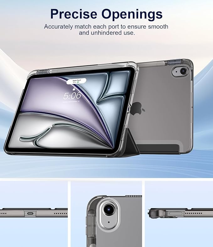 TiMOVO Case for iPad Air 11 Inch M4 2026/M3 2025/M2 2024, iPad Air 5th Generation 2022/4th Gen 2020 10.9 Inch with Pencil Holder, Stand Cover with Translucent Back, Auto Wake/Sleep, Black