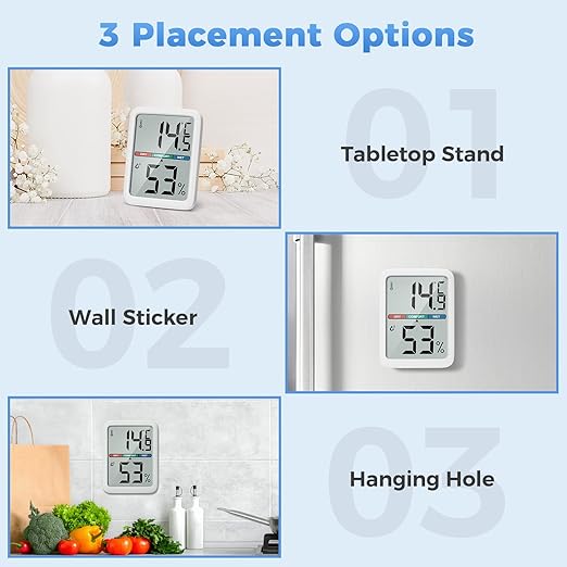 Digital Thermometer Hygrometer, Large LCD Screen Room Thermometer Temperature, Wall Thermometer Humidity Indoor with High Accuracy, Suitable for Greenhouse, Home and Office Measuring Devices