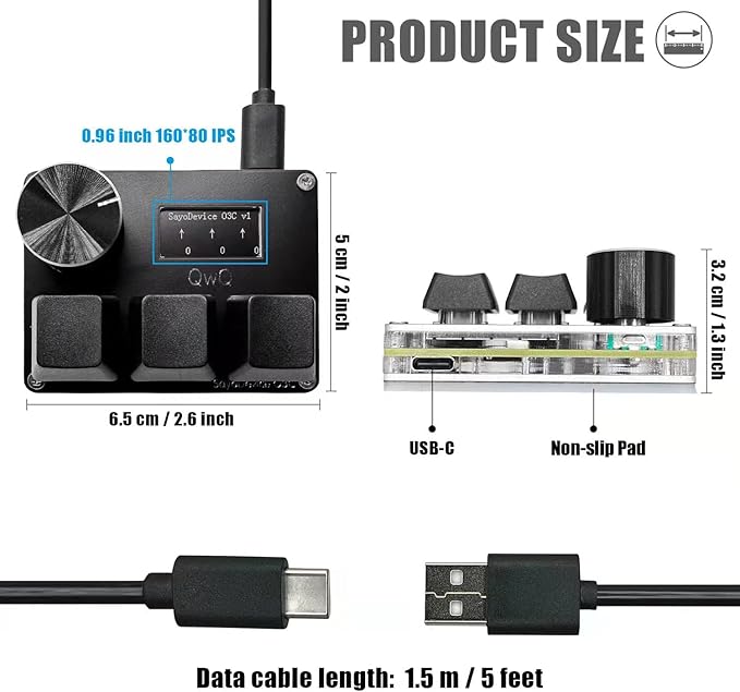 BTXETUEL SayoDevice O3C OSU Keyboard Rapid Trigger Hall Switches Magnetic Linear Switches Keyboard with Knob and Screen,Copy Paste,Shotcut,Macro Hotswap Mini Keypad.…