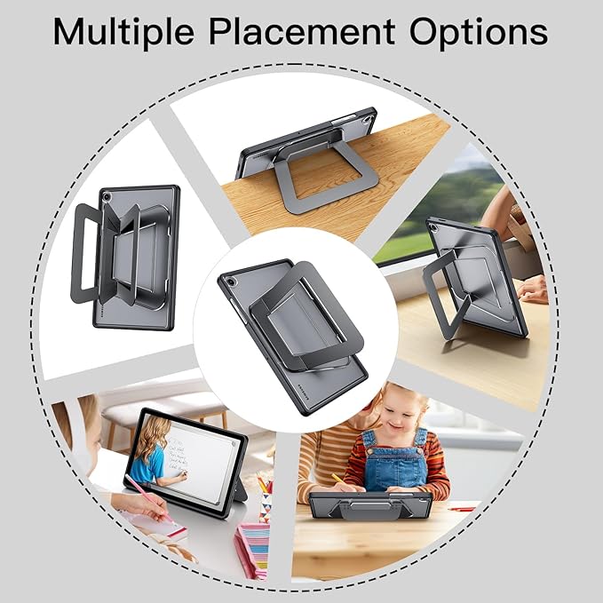 Case for Samsung Galaxy Tab A11+/A11 Plus 11" 2025/A9+/A9 Plus 11" 2023,Multi-Angle Ultra Stable Dual Stand,Slim Duty Shockproof Protective Case with Kickstand,Black
