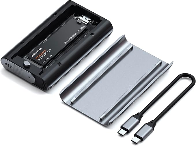 Satechi M.2 Enclosure, USB4 NVMe SSD Pro Enclosure, 40Gbps, up to 16TB, Aluminum Enclosure with Silicone Pin, Polycarbonate Casing, USAP SSD Trim for Sizes 2280/2260/2242/2230mm (SSD Not Included)