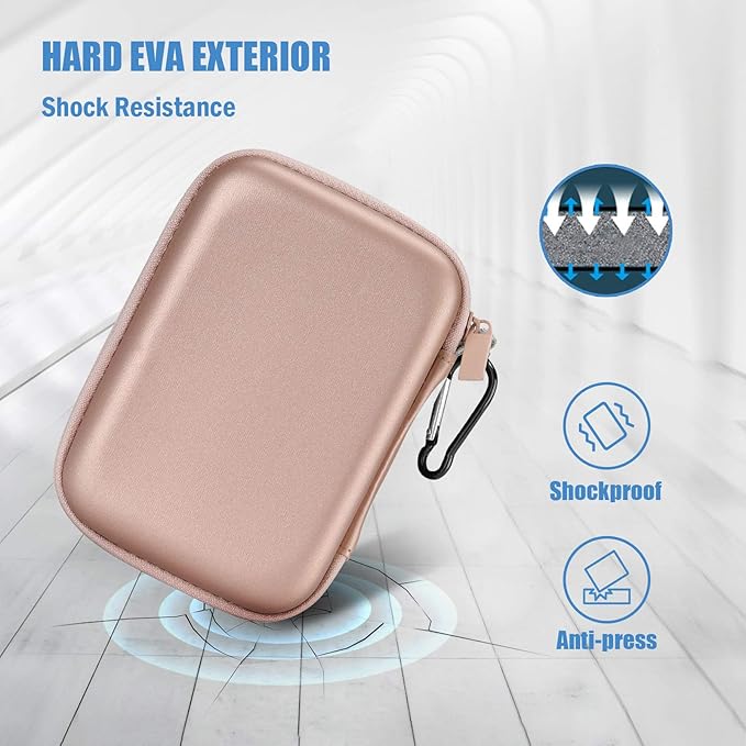 ProCase Hard Drive Case for Canvio Basics Western Digital WD Elements My Passport Seagate Portable Backup Plus Slim 1TB 2TB 3TB 4TB USB 3.0, 2.5”, Samsung T9 Portable External Hard Drive Case-Rosegold