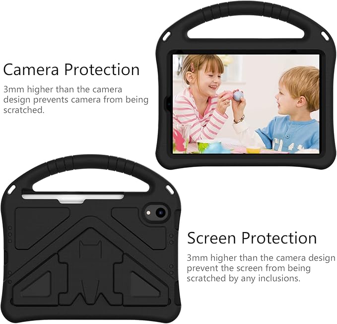 Light Weight Shock Proof EVA Foam Rugged Handle Stand Kids Friendly Anti-Slip Grip Protective Case for iPad Mini 7 (2024), 6th Generation, Black