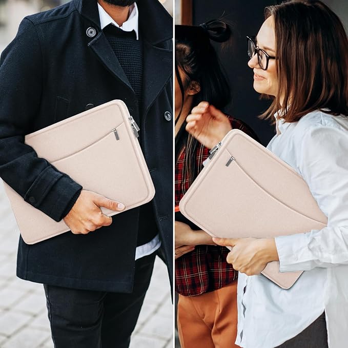 Laptop Case 14 inch, Shockproof Protective Laptop Cover Briefcase Carrying Computer Bag with Accessory Pocket Portable Computer Sleeve for 14" MacBook, HP, Dell, Lenovo, Acer, Pink