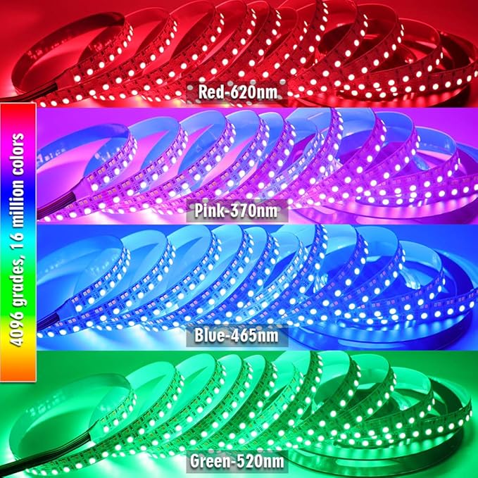 Brightest RGB+CCT Flexible led Strip Lights 270LEDs/Meter 5050 RGB + 2835 Warm White Daylight White Double Row Super Bright RGBWW Non-Waterproof Flexible LED Tape Light(DC24V 5meter/16.4ft)
