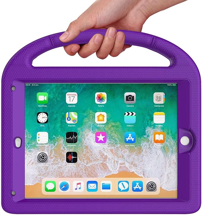 SUPLIK Kids Case for iPad 5th/6th Generation(9.7 inch, 2017/2018), iPad Air 1/2 & Pro 9.7 Kids Case with Screen Protector, Durable Lightweight Cover with Handle Stand for Apple iPad 5/6 Gen, Purple