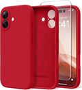 Magnetic for iPhone 17 Case, Compatible with MagSafe, [Full Camera Protection][Screen Protector] Silicone Shockproof Protective Phone Case for iPhone 17 6.3", Deep Red