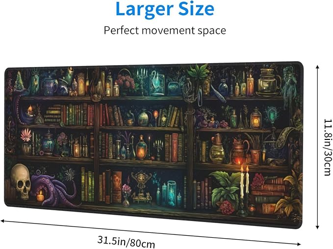 Library Mysterious Mouse Pad XL Large Mousepad Non Slip Rubber Base Desk Mat for Laptop Computer Gaming 31.5" X 12"