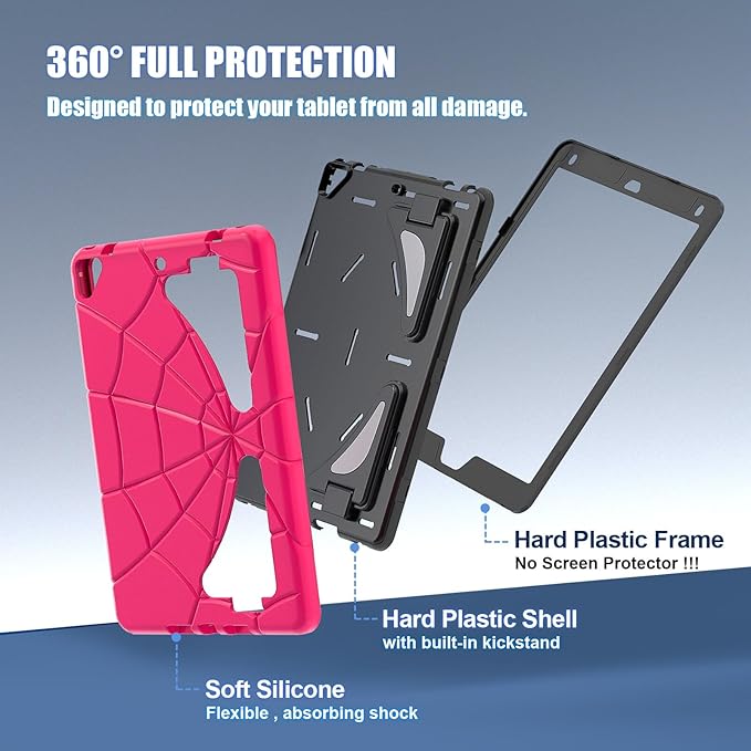 AKABEILA Compatible with Apple iPad 9.7 5th/6th(2017/2018)/Air 2/Pro 9.7 Tablet Case，Lightweight Shockproof Rugged Protective Cover with Kickstand for Kids Children Boys Babies Strawberry Black