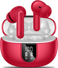 Wireless Earbuds, 2024 Wireless Headphones HiFi Stereo Earphones with 4 ENC Noise Canceling Mic, 42Hs Playtime In Ear Earbud, Bluetooth 5.3 Sport Earphones with LED Power Display for Android iOS Red