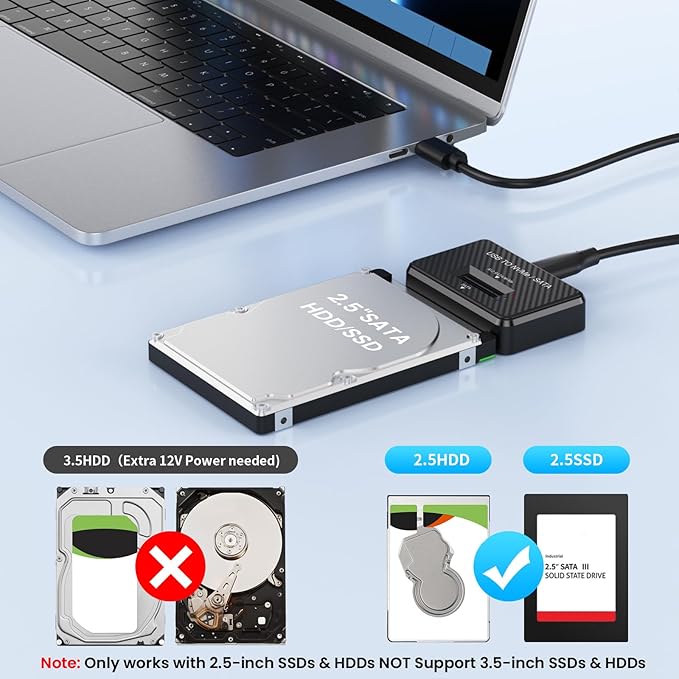 M2 NVMe SATA SSD Enclosure Hard Drive Reader USB 3.2 Gen 2 10Gbps External SSD Reader for 2.5" HDD SSD M.2 NVMe SATA (M Key&M+B Key),Support Sizes 2230 2242 2260 2280 22110