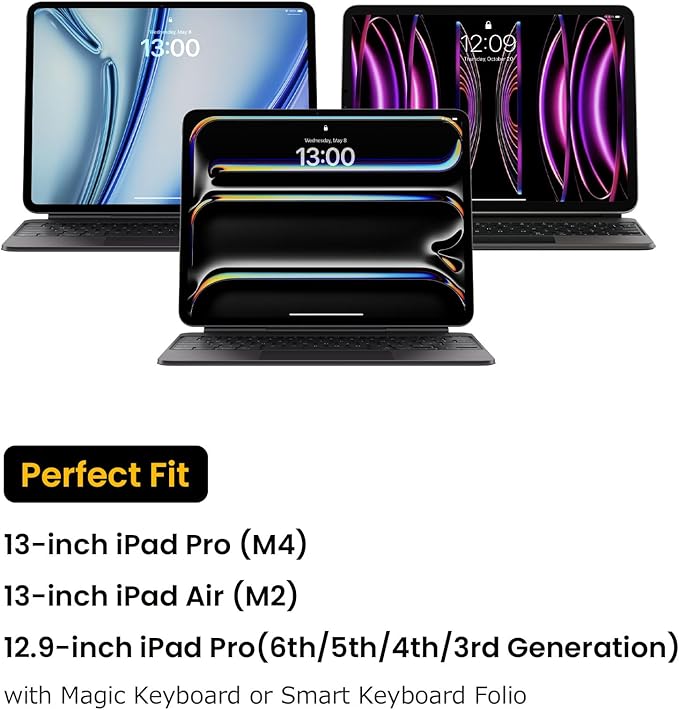 tomtoc 13 Inch iPad Case Tablet Sleeve for 2026 13 Inch iPad Air M4, M3&M2, iPad Pro M5/M4, 12.9-in iPad Pro M2&M1 with Magic Keyboard and Smart Keyboard Folio, Additional Accessories Pocket