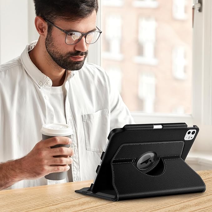 Fintie Rotating Case for iPad Pro 11-inch (M5) 2025 / (M4) 2024 - [Built-in Pencil Holder] 360 Degree Swiveling Smart Stand Protective Cover, Auto Sleep/Wake, Black