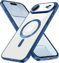 Hython Magnetic Clear for iPhone Air Case with Camera Lens Protector [Compatible with MagSafe] Luxury Plating Edge Slim Soft TPU Cover Protective Phone Case for iPhone Air 6.5", Matte Deep Blue