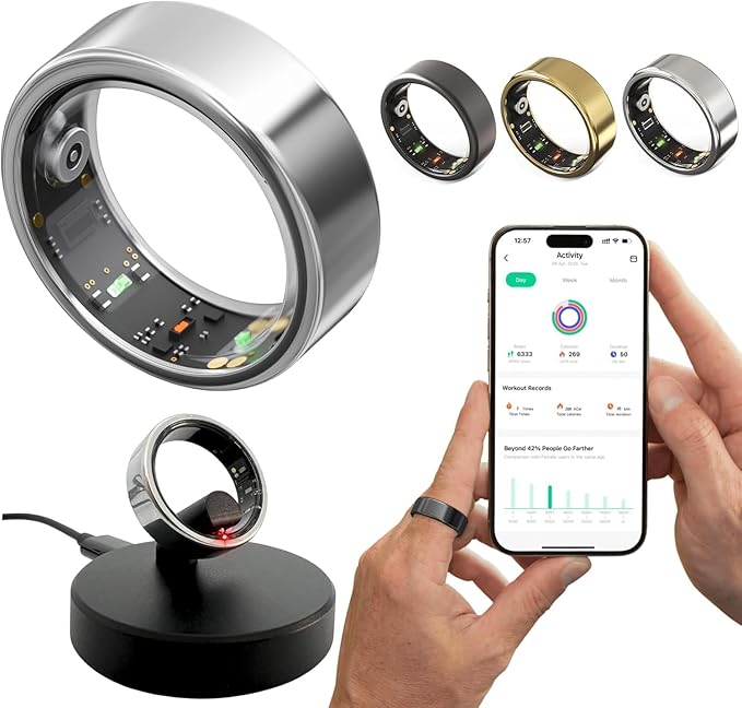 2026 Smart Ring for Women & Men Health Fitness Tracker for Daily Activity Workouts | Heart Rate Sleep Blood Oxygen Steps Cycle Monitoring Meditation | No Subscription Required (Silver, #10)