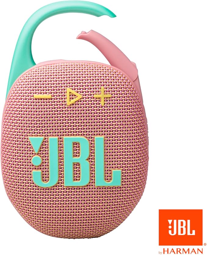 JBL Clip 5 - Ultra-Portable, Waterproof & Dustproof Bluetooth Speaker, Big JBL Pro Sound with Punchy bass, Integrated Carabiner, Up to 12 Hours of Play, Made in Part with Recycled Materials (Pink)