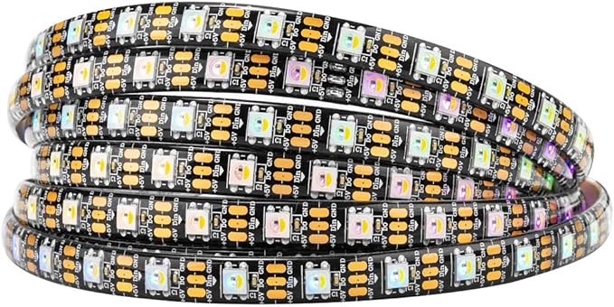 BTF-LIGHTING RGBW RGB+Warm White SK6812 (Similar WS2812B) 4 Colors in 1 LED Strip Individually Addressable 16.4ft 60Pixel/m 300LED Light Dream Color IP65 DC5V Black PCB (No Adapter or Controller)