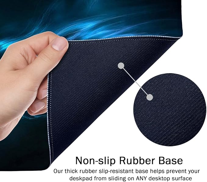 SSOIU Extended Mouse Pad, XXL Gaming Mouse Pads, Large Big Mousepad Laptop Computer Keyboard Mat Desk Pad with Non-Slip Base Stitched Edge for Gaming Office, 35.5 x 15.7 inch, Blue Dragon