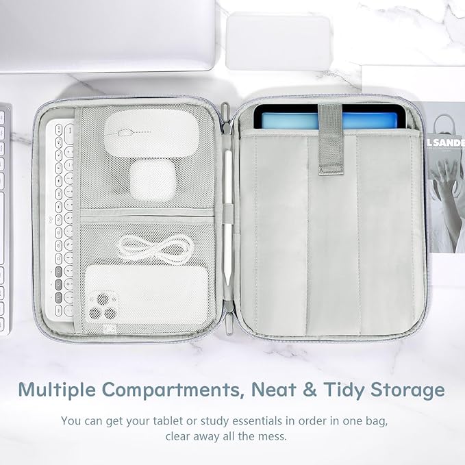 Dadanism 9-11 Inch Tablet Sleeve Padded Carrying Case for iPad (A16) 11th Gen 11", iPad 10th Gen 10.9", iPad Air M4/Pro M5 11", iPad Air 5/4, iPad 9/8/7th Gen, Galaxy Tab A11+ Plus 11", Gray + White