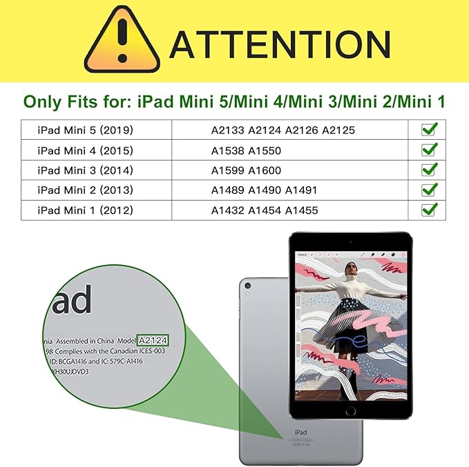 for iPad mini 5 2019/Mini 4 3 2 1 Case 7.9 Inch, Premium PU Leather Folio Stand Cover with Auto Wake/Sleep, Front Card Pocket for iPad mini 5th/4th/3rd/2nd/1st Generation, Navy Blue