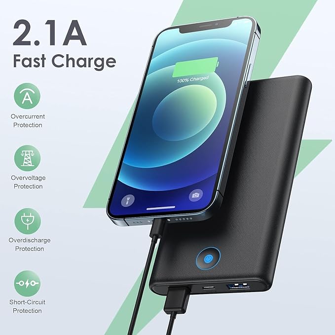 [2-Pack] Portable Charger Power Bank 20000mAh,Ultra Slim Fast Charging Battery Pack with Dual USB Outputs,Travel Essential Portable Phone Charger for iPhone 17/16/15/14/13/12/X,Galaxy S24, Android etc