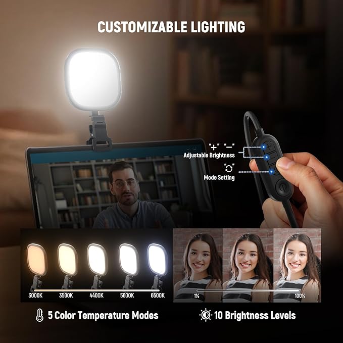 NEEWER Basics 5" 10W LED Streaming Light, Bi Color Edge Lit Clip on Full Screen USB Lamp Lighting CRI95 for Monitor Laptop Computer Webcam Desk Video Conference Zoom Call Recording, NL10