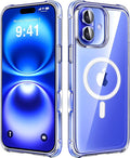 Mkeke Magnetic Designed for iPhone 16 Case Clear, [Compatible with Magsafe] [Not Yellowing] [Military-Grade Drop Protection] Clear Phone Cases for Apple iPhone 16 with Shockproof Bumper 2024