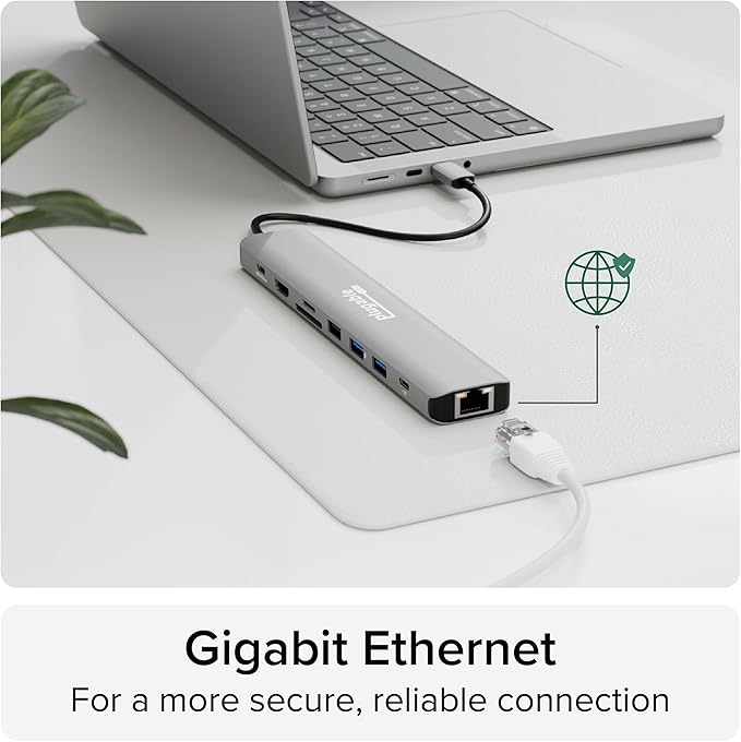 Plugable USB C Hub Multiport Adapter: 9-in-1 with 140W PD Charging, 4K 60Hz HDMI, 10Gbps Data Transfer, Gigabit Ethernet, SD for USBC, USB4, Thunderbolt MacBook, Windows, Chromebook (USBC-9IN1E)