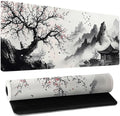 Japanese Anime Art Landscape Large Mouse Pad Large Extended Mouse Pad 31.5”x11.8” Non-Slip Rubber Base Full Desk Pad Japanese Sakura Gaming Keyboard Mat with Stitched Edges for Home Office Gaming Work