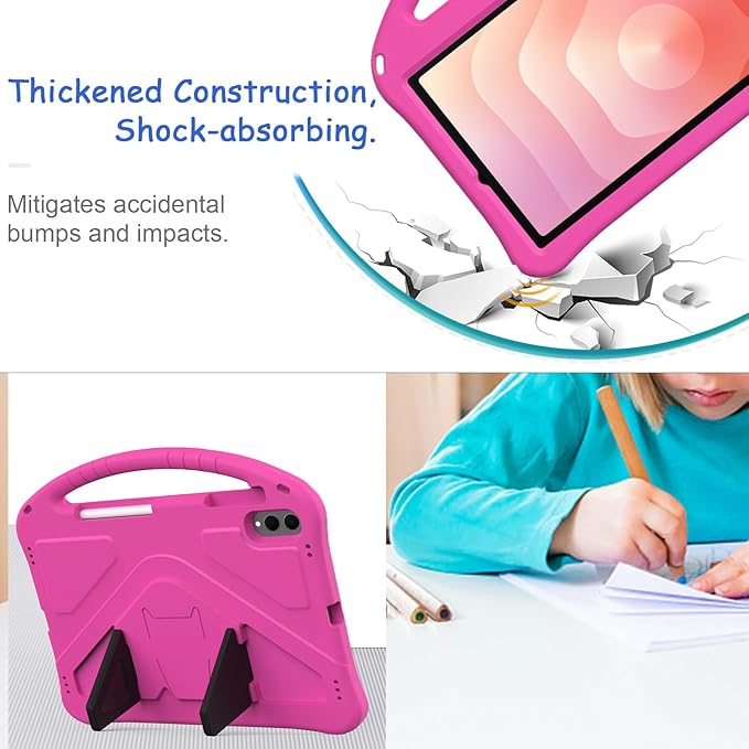 Kids Case for Samsung Galaxy Tab S11 Ultra 2025 14.6" Tablet, Techcircle Light Weight Shock Proof EVA Foam Handle Rugged Stand Protective Case, Rose