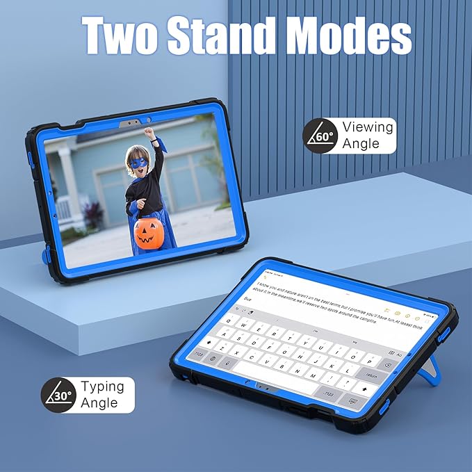 AKABEILA Compatible with Samsung Galaxy Tab S10 FE 2025/Tab S10 Lite 2025 Tablet Case，Lightweight Shockproof Rugged Protective Cover with Kickstand for Kids Children Boys Babies Black Blue