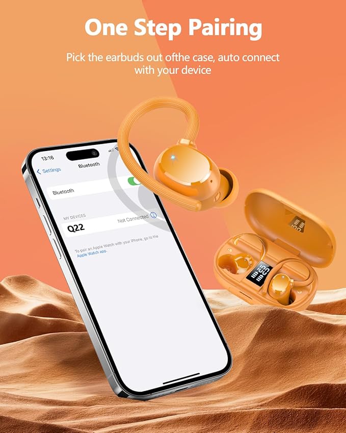 Ear buds Wireless Bluetooth Earbuds Sport 2026 NEW Bluetooth 5.3 Headphones with LED Display 128H Playtime Powerful Bass Over Ear Earphones with Earhooks IP7 Waterproof for Gym/Running/Workout